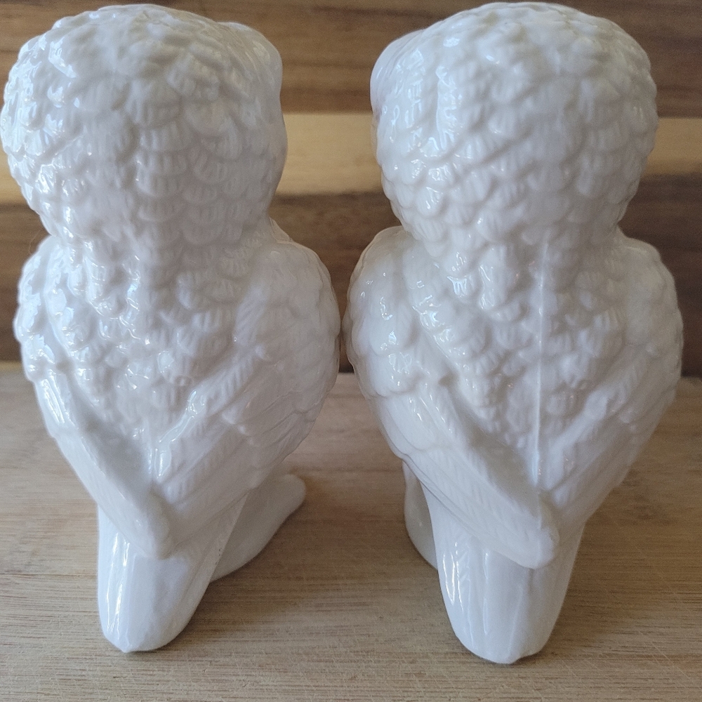 White Ceramic Owl Salt and Pepper Larger Shaker Set - Picture 4 of 8